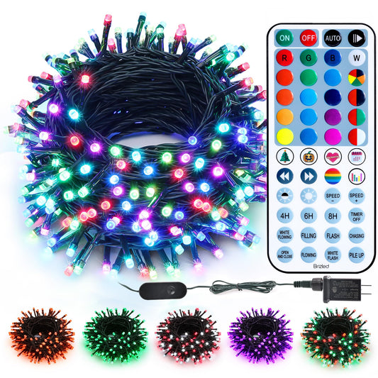 Brizled Color Changing Christmas Lights, 66ft 200 LED RGB String Lights with Remote, Dimmable Outdoor Christmas Lights, Mini Christmas Tree Lights Indoor, Plugin Xmas Lights for Xmas Tree Party Decor