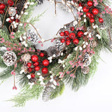 Christmas Wreath for Front Door, 24 inch Winter Wreaths with Natural Pine Cones, Red Berries,Spruce Branches,Xmas Indoor Outdoor Holiday Party Thanksgiving Decorations jobflower