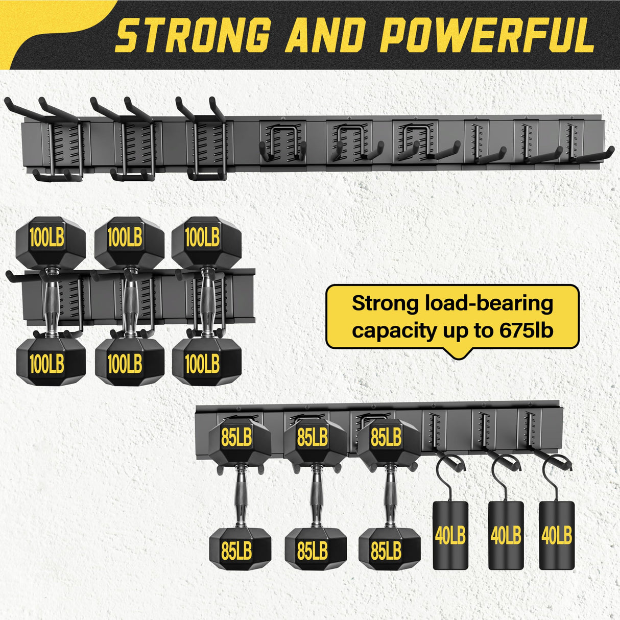 klasit Garage Wall Organizer,15Pack Carries 675 lbs,Garden Tool Organizer 48in With Large Storage Space,Easy Assembly, Sturdy Design,for Efficient Tool Storage Garage Organization klasit