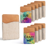 RYTOO Sublimation Blanks Phone Wallet - PU Leather Card Holder for Back of Phone Stick on iPhone Android HTV Friendly DIY Blanks for Vinyl Projects (Beige Polyester Burlap) RYTOO