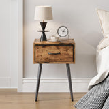 Small Nightstands Set of 2, Bedside Table with Fabric Drawer, Idustrial End Table with Metal Leg, Couch Side Table for Bedroom Living Room, Sofa, Office Rustic Brown LNT504R IRCPEN