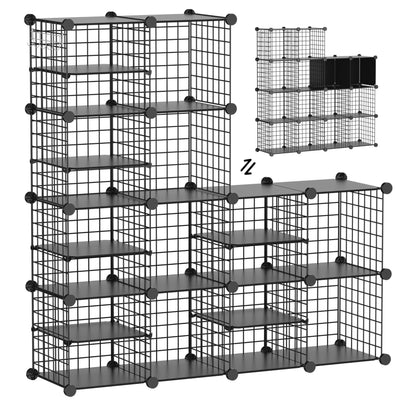 Kiivoena Wire Cube Storage Organizer, 12 Cubes Converted into 14 Cubes, Sturdy Metal Grids Storage Shelf Closet Shelving Units and Storage, Shelves for Bedroom LIvingroom Office
