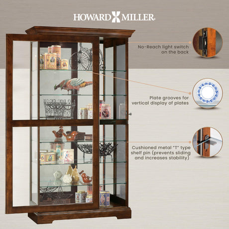 Howard Miller Tyler Curio Cabinet II - Hardwood Cabinet Wood Finish Home Decor Glass Display Cabinet Sliding & Lockable Glass Door - Storage Cabinet for Living Room, Bedroom or Dining Room Howard Miller