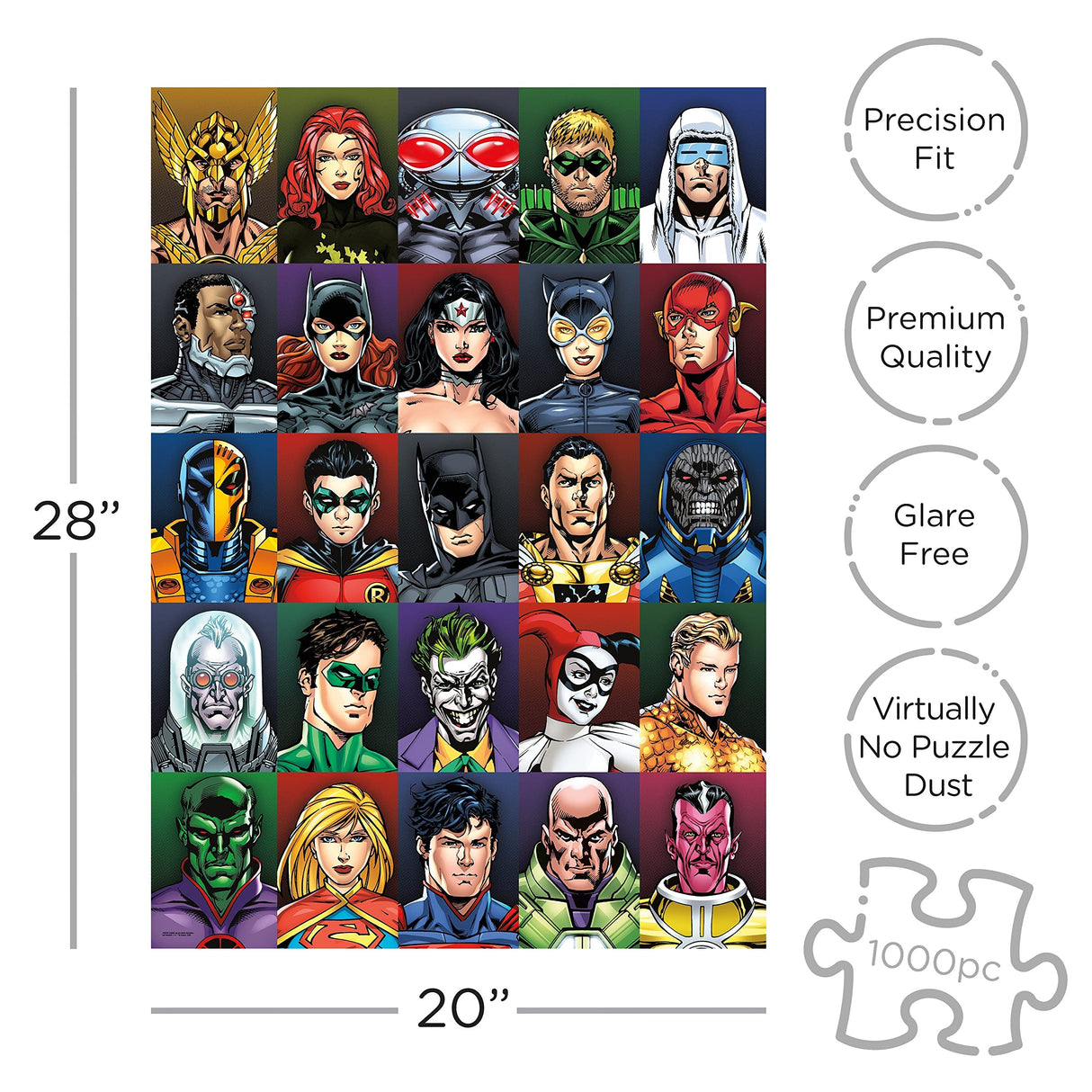 AQUARIUS DC Comics Puzzle Cast Faces (1000 Piece Jigsaw Puzzle) - Officially Licensed DC Comics Merchandise & Collectibles - Glare Free - Precision Fit - 20 x 28 Inches AQUARIUS