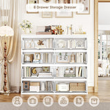 FINETONES 8 Drawer Dresser for Bedroom, White Dresser Double Chest of Drawers, Modern Wood Dressers with Deep Drawers for Living Room,White FINETONES
