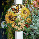 LYENYI 5D Sunflower Butterfly Diamond Painting Kits for Adults Hanging Sign Wall Art Sign Diamond Art Suncatcher Hanging Ornament Home Garden Wall Door Hanging Painting Kits, Yellow LYENYI