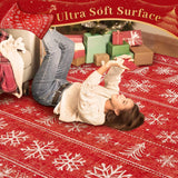 Christmas Area Rug 6x9 Rugs: Washable Living Room Rug Xmas Holiday Decor Rugs Snowflake Low Pile Boho Rug Indoor Floor Carpet for Bedroom Kitchen Dining Room Home(Xmas Red, 6'x9') Zomfy