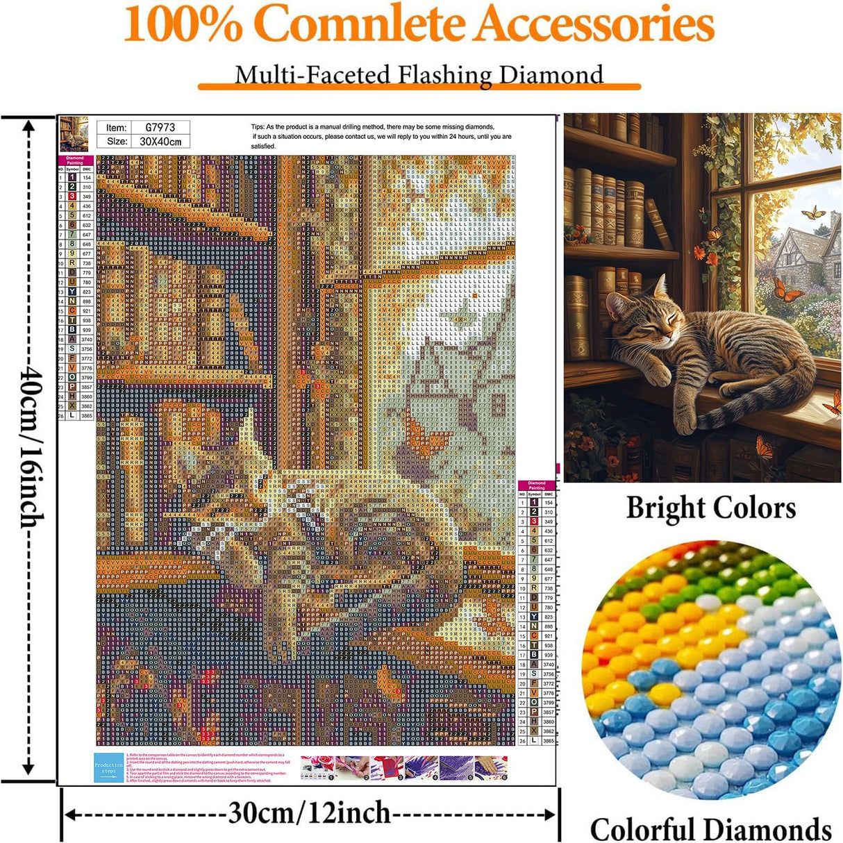 bleihum Diamond Art Kits for Adults Cat- Cat Diamond Painting Kit, DIY Gem Art for Adult, 5D Full Round Drill Gem Painting Crafts for Home Wall Decor Gifts(12x16inch) bleihum