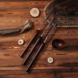 Woodturning Bowl Gouge Set, 3 Pieces 22.5” Wood Lathe Bowl Turning Tools, 1/4 Flute, 3/8 Flute, and 1/2 Flute, with High Speed Steel Blades, Beech Handles and Brass Ferrules, in Wooden Storage Case Urbansential