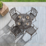 NUU GARDEN 5 Piece Outdoor Patio Dining Set, All-Weather Round Cast Aluminum Dining Table with 1.97" Umbrella Hole and Outdoor Patio Dining Chairs for Patio, Garden, Backyard, Balcony, Bronze NUU GARDEN