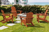 SERWALL Adirondack Chair with Cup Holders - Composite Adirondack Chairs HDPE Outdoor Chairs All Weather Use- Orange SERWALL