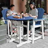YUSSJI Tall Adirondack Chairs Patio Bar Tables Set of 5 Weather Resistant HDPE 35" Round Outdoor Bar Adirondack Barstools Plastic Height Table Pub, for Garden, Backyard, Yard, Pool, Fire, Pit (Blue) YUSSJI