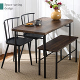 Best Choice Products 4-Piece Farmhouse Dining Table Set w/ 2 Black Spindle Chairs, Dining Bench, Kitchen Table, Windsor Chairs - Dark Brown Best Choice Products