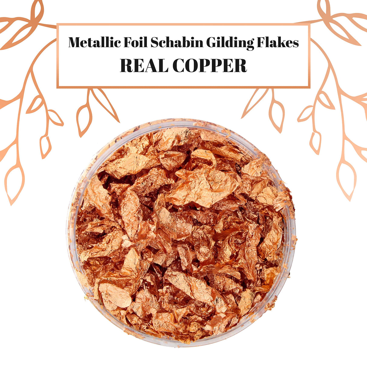 U.S. Art Supply Metallic Foil Schabin Gilding Genuine Copper Leaf Flakes in a 10 Gram Bottle - Gild Picture Frames, Paintings, Furniture, Decorate Epoxy Resin, Nails, Jewelry, Slime, Arts and Crafts U.S. Art Supply