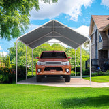 Quictent 10x20 ft Heavy Duty Carport Canopy Galvanized Car Tent Outdoor Garage Boat Shelter with Reinforced Structure, No Sidewall - Grey Quictent