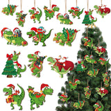 BBTO 40 Pcs Christmas Dinosaur Ornaments Christmas Tree Topper Ornaments Wood Decorative Hanging Dinosaur Wooden Ornaments for Christmas Tree Xmas Party Holiday Decoration BBTO