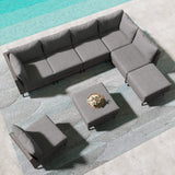 LAUSAINT HOME 8 Piece Outdoor Sectional Sofa PE Rattan Patio Conversation Sets, All Weather Patio Furniture Set with Thick Cushions for Garden, Poolside, Backyard (Grey) LAUSAINT HOME