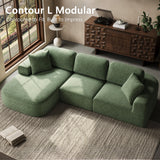 Dowinx 107'' Modular Sectional Sofa Couch with Chaise, No Assembly Required, Modern Woven-Textured Upholstery, Convertible L-Shaped Design for Living Room – Forest Green Dowinx