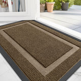 OLANLY Front Door Mat Indoor Outdoor Entrance, Waterproof All-Season, All-Weather Doormat, Sturdy Natural Rubber, Fade Resistant, Low Profile, Easy Clean Patio Porch Entryway Mat, 29.5x17, Brown OLANLY