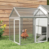 PawHut 100" Chicken Coop Wooden Chicken House Large Rabbit Hutch Poultry Cage Hen Pen Backyard with Double Run, Nesting Box PawHut