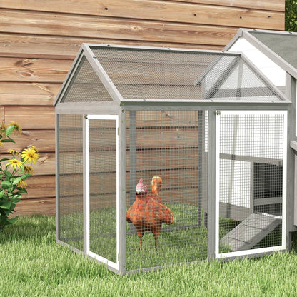 PawHut 100" Chicken Coop Wooden Chicken House Large Rabbit Hutch Poultry Cage Hen Pen Backyard with Double Run, Nesting Box - WoodArtSupply