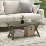 Furinno Modern Simplistic Criss-Crossed Coffee Table, 35.4 in x 19.6 in x 16 in, French Oak Grey Furinno