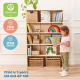 ECR4Kids Classic Bookcase, 60in, Adjustable Bookshelf, Natural ECR4Kids