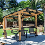 Meetleisure Cedar Wood Gazebo 10' x 12' - Patio Wood Gazebo with Cedar Frame and Metal Steel Roof Panels, Hardtop Gazebo for Patio Lawn Deck and Backyard MeetLeisure