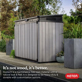 Keter Elite Store Outdoor Storage Shed, 4.6x2.7 Ft, All-Weather, Lockable Doors, Built-in Ventilation, Lid-to-Bin Kit, & Soft Close Mechanism, Grey Keter