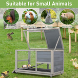 COZIWOW Fashion Wooden 36Inches Rabbit Hutch Outdoor with Wheels Bunny Cage Indoor Durable Rabbit Cage with Removable Tray, Openable Roof, Anti-Slip Ramp for Small Bunny Rabbit (Grey) COZIWOW