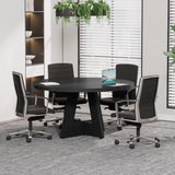 Tribesigns 47-Inch Round Conference Table for 4-6 People, Wooden Meeting Room Table with Thicken Tabletop and Wood Base, Modern Meeting Training Desk for Conference Room Seminar Room (Black) Tribesigns
