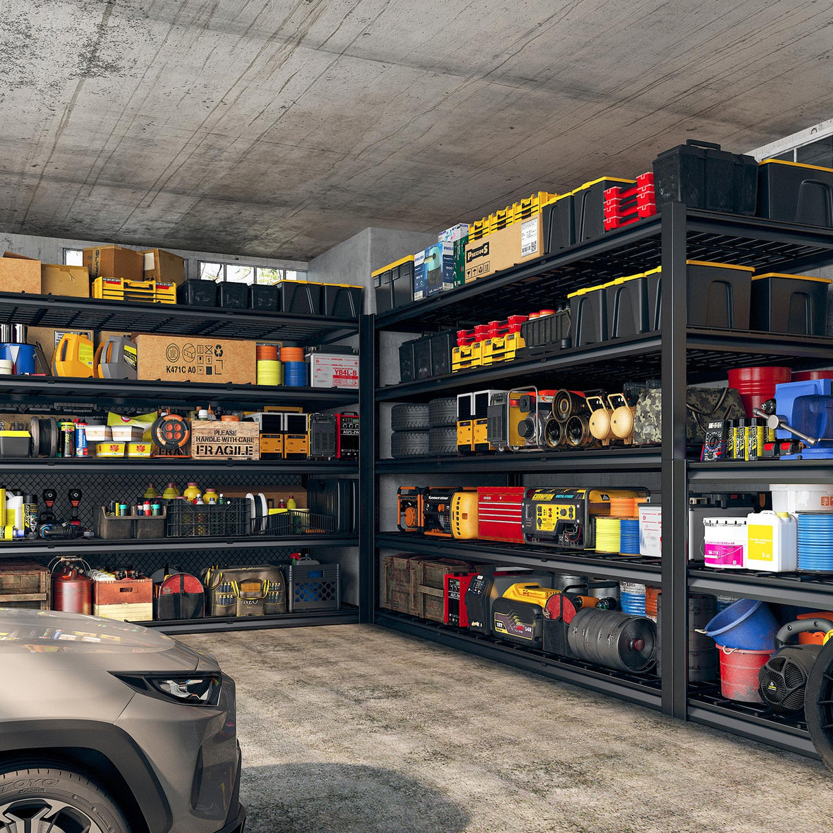 REIBII 60" W Garage Shelving 3000LBS Heavy Duty Storage Shelves Adjustable 5 Tier Metal Shelving Unit for Storage Rack Garage Storage Shelves Industrial Shelf Utility Rack,72" H x 60" W x 24" D REIBII