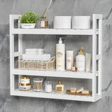 Domax Bathroom Shelves Over Toilet Storage - 3 Tier Wall Mounted Bamboo Bathroom Shelf Organizer Multifunctional Adjustable Layer Free Standing Utility Shelves for Bathroom Living Room Kitchen, White Domax