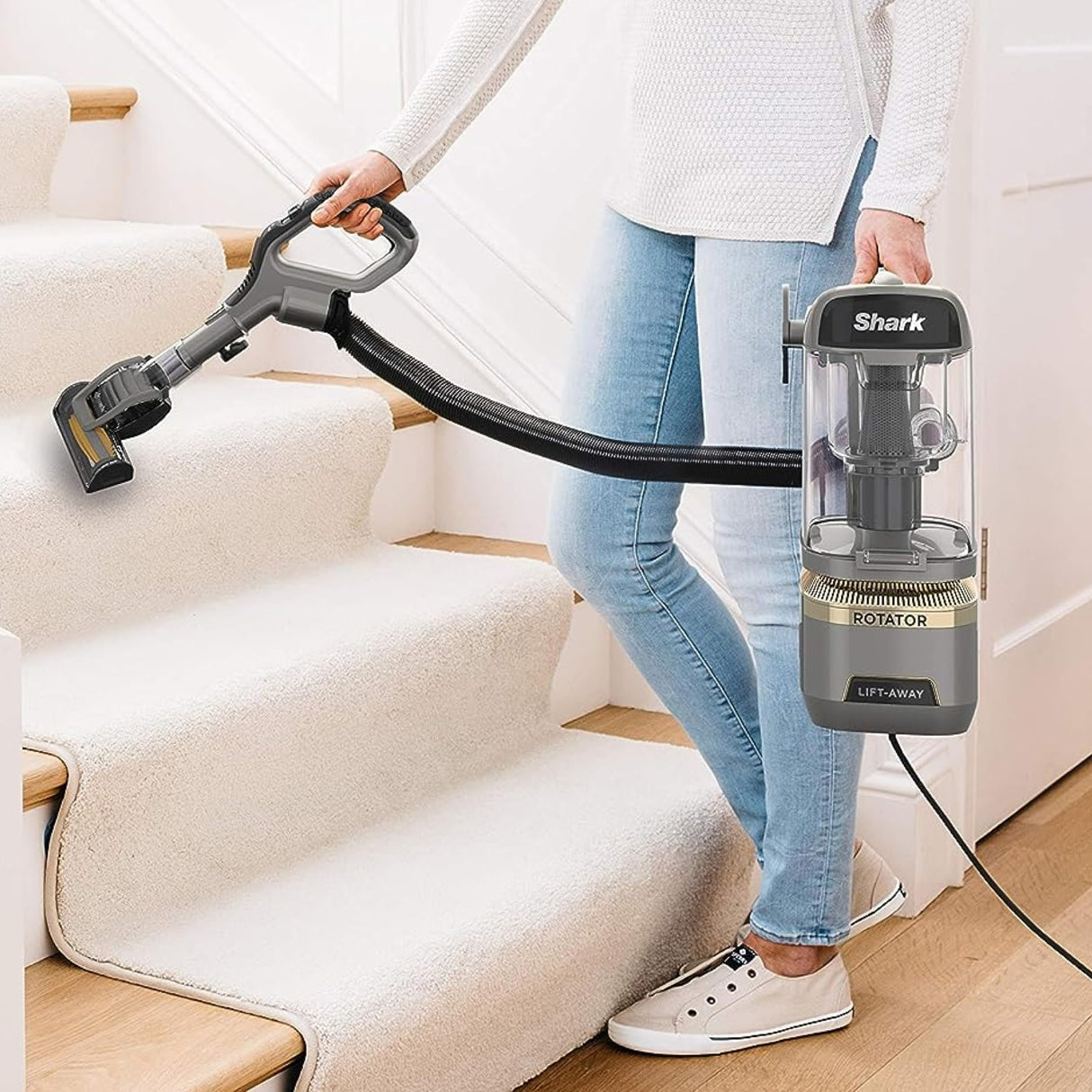 Shark LA502 Rotator Vacuum Vacuum with Self Brushroll Powerful Pet Hair Pickup and HEPA Filter, Lift-Away Upright w/Duo Clean, Silver Shark