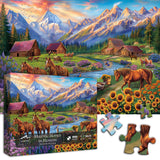 Horse Puzzles for Adults 1000 Piece, Nature Landscape Puzzles Flower Mountain Scenery, Challenging Jigsaw Puzzles with Animals Scenic PICKFORU