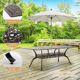 Attliahome 9-Piece Cast Aluminum Outdoor Table and Chairs, Classic Vintage Patio Dining Set for 8 Include 87" Rectangular Patio Dining Table and 8 Chairs with Removable Cushion and Umbrella Hole Attliahome