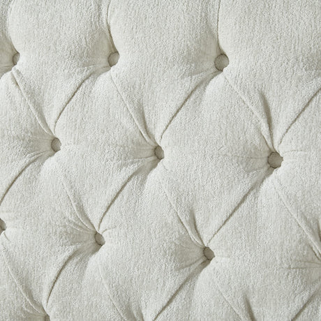 AMERLIFE Queen Size Platform Bed Frame, Chenille Upholstered Sleigh Bed with Scroll Wingback Headboard & Footboard/Button Tufted/No Box Spring Required/Cream AMERLIFE