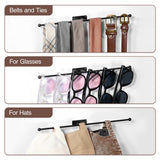 Josmimic Wall Hanging Jewelry Organizer: 12.6'' Necklace Holder for Earring, Bracelet, Rings, Hairband, Glasses, Black 2-Pack, Screws Included Josmimic