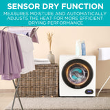 BLACK+DECKER Compact Clothes Dryer, 1.5 Cu. Ft. 850W Electric Dryer, 120V Vented Portable Dryer with Stainless Steel Drum, Mini Dryer for 3.3 lbs. of Laundry for Standard Wall Outlet BLACK+DECKER