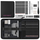 HIFORNY 42 PCS Drawing Set, Sketching Kit with Graphite & Charcoal Pencils, Blending Tools, Erasers & Accessories, Portable Zippered Travel Case for Artists & Beginners HIFORNY