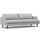 SIMPLIHOME Livingston 90-inch Wide Sofa in Mist Grey Woven-Blend Fabric, Handcrafted Mid-Century Modern Oversized 3-Seater Couch Sofa for Living Room or Family Room, Solid Wood Frame SIMPLIHOME