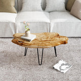 WELLAND Live Edge Cedar Wood Coffee Table Metal Hairpin Legs for Living Room WELLAND