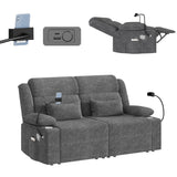 CHABATREE Home Theater Seating，RV Reclining Sofa Set with Adjustable Headrest， Recliner Sofa with Heat and USB&Type-C, Dawer & Cup Holders, 150° Recline for RV & Living Room(Loveseat Grey) CHABATREE