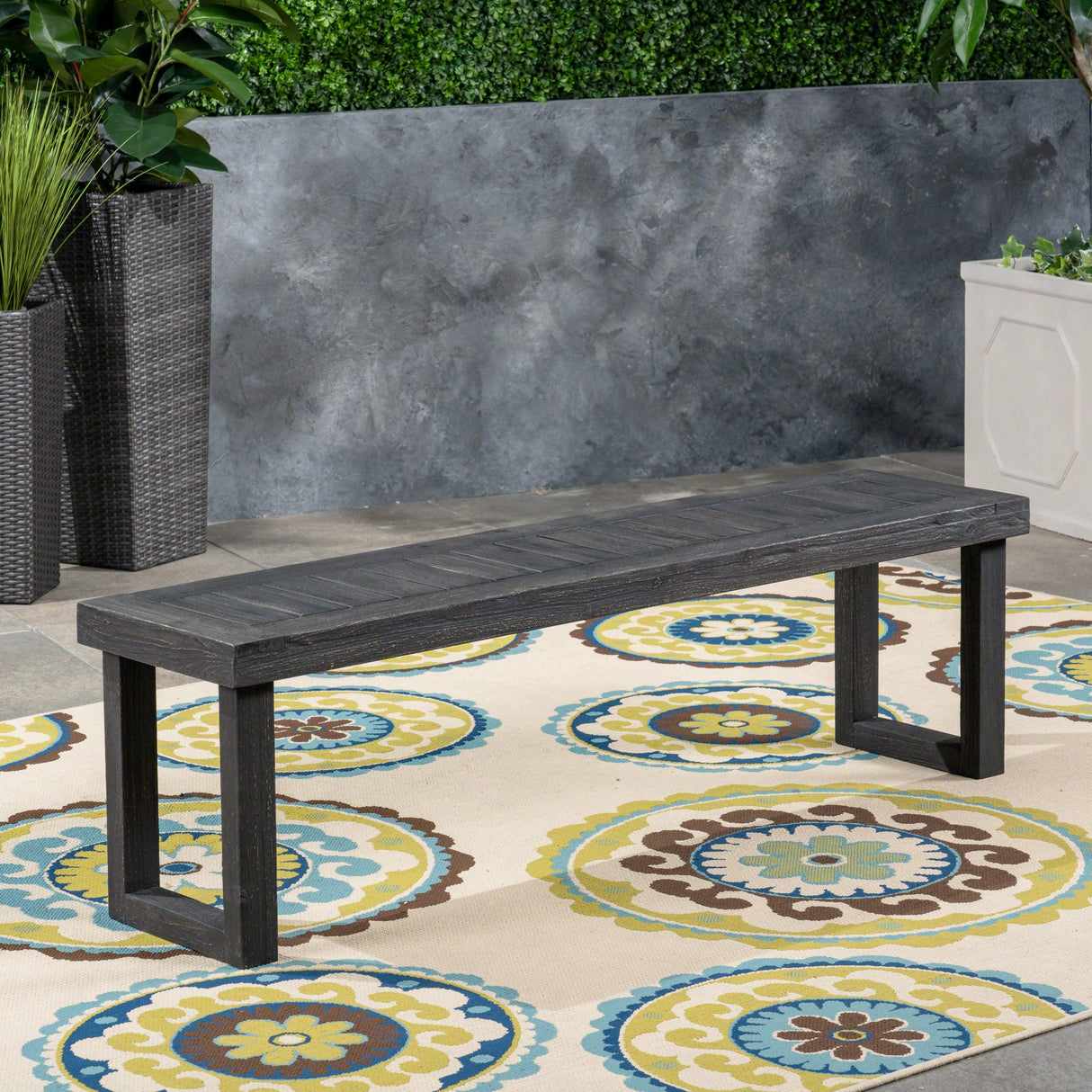 Christopher Knight Home Kemp Outdoor Acacia Wood Bench, Gray Finish, Sandblast Dark Grey Christopher Knight Home