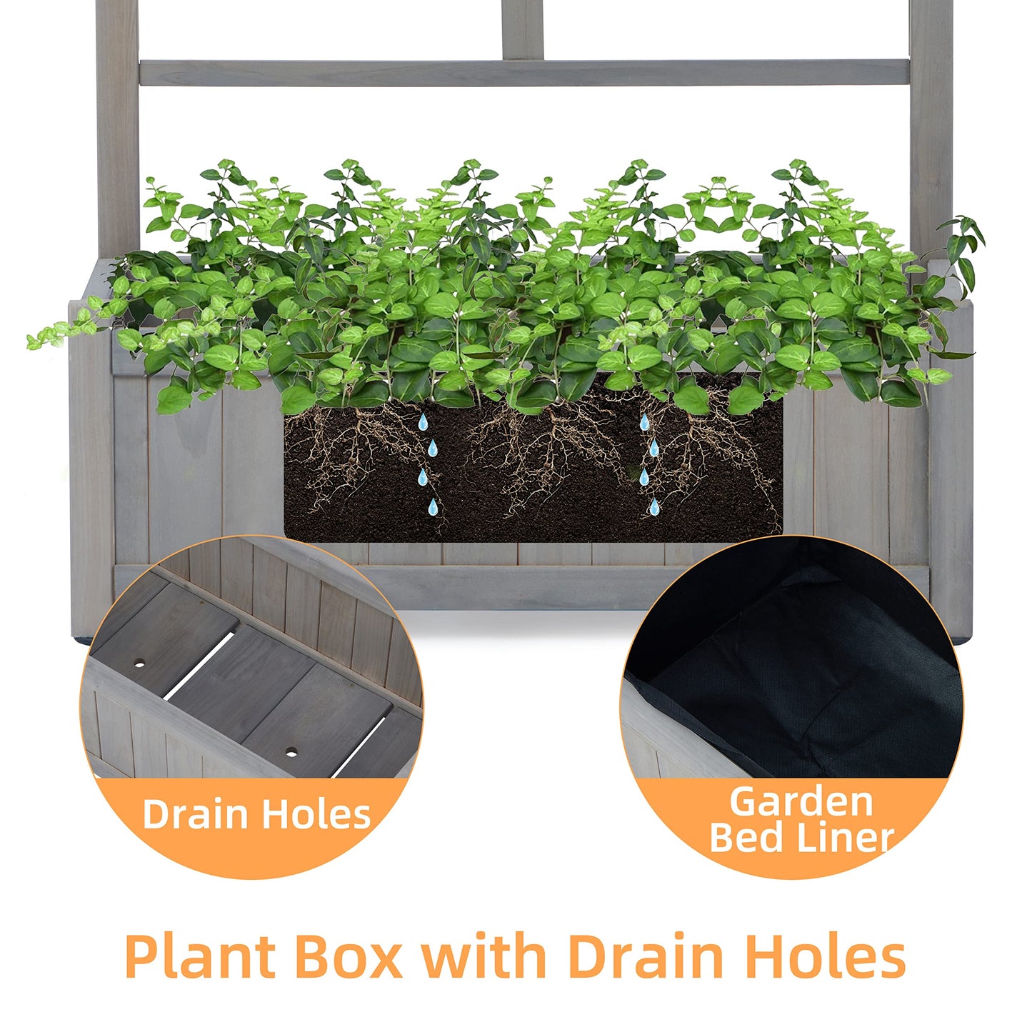 Raised Garden Bed with Trellies, Outdoor Wood Planter Box & Plant Stand with Climbing Racks (32''Lx16''Wx67''H) - WoodArtSupply