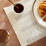 ZeeMart Macrame Style Boho Placemats Set of 4, Ivory Decorative Natural Farmhouse Cotton Woven Place Mats Home Decor for Kitchen Dining Table ZeeMart