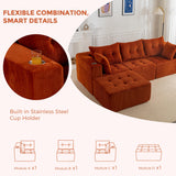 MAXYOYO Modular Sectional Sofa Couch, L Shaped Modern Cloud Couch with 1 Ottoman, Sofa in A Box, Tufted 4-Seat Boneless Sleeper Chair for Living Room, No Assembly Required, Orange MAXYOYO