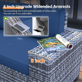 UDPATIO 13 Piece Patio Furniture Set with Fire Pit Table, 8''Wide Armrest Modular Rattan Outdoor Sectional Sofa Set,Wicker Patio Conversation Sets for Backyard,Deck w/ 4'' Cushions,Cover(Grey/Blue) UDPATIO