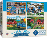 MasterPieces 2000 Piece Jigsaw Puzzle for Adults, Family, Or Youth - Fun Folk Art Am Poulin 4-Pack - 14"x19" Masterpieces