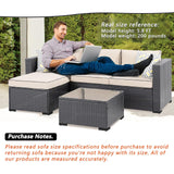 Shintenchi 3 Pcs Patio Furniture Set,Outdoor Sectional Black Wicker Patio Conversation Set,All-Weather Rattan Patio Couch with Washable Cushions and Glass Coffee Table(Khaki) Shintenchi